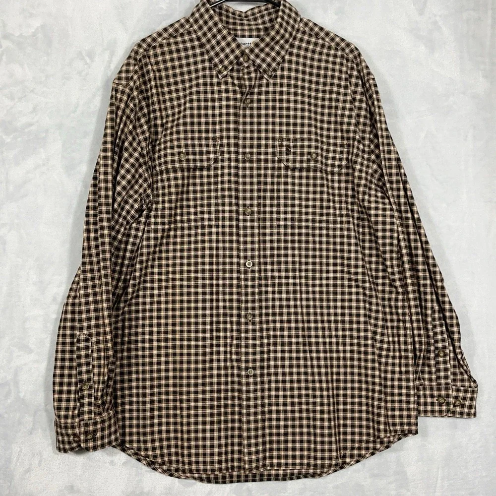 Carhartt Shirt Mens XL Plaid Long Sleeve Button Down Relaxed Fit Casual Workwear